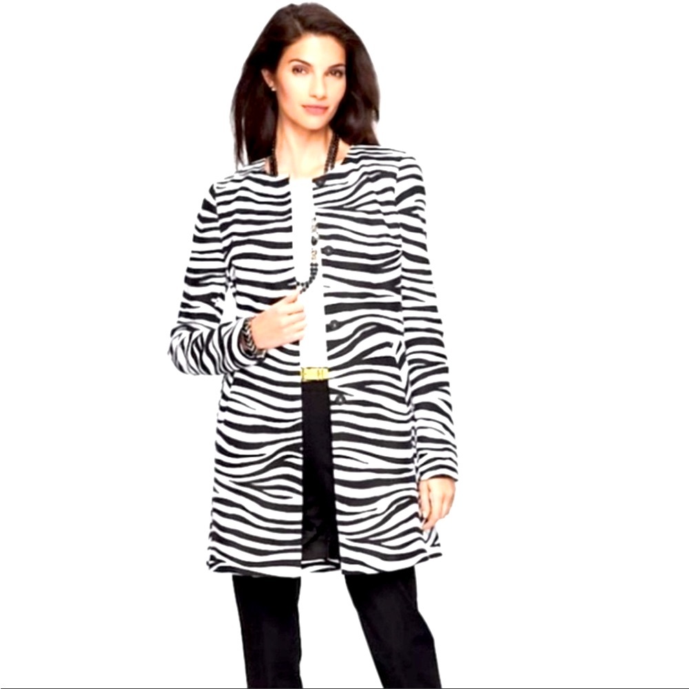 BNWOT Talbots Zebra Striped Pea Coat STUNNING 😍